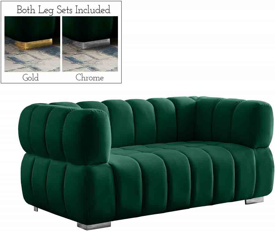 Meridian Furniture - Gwen Velvet Loveseat In Green - 670Green-L