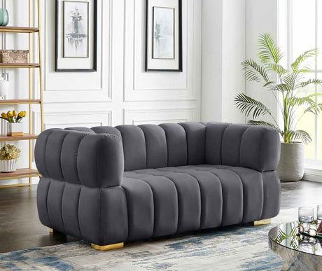 Meridian Furniture - Gwen Velvet Loveseat In Grey - 670Grey-L