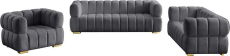 Meridian Furniture - Gwen Velvet Loveseat In Grey - 670Grey-L