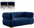 Gwen Velvet Loveseat In Navy - 670Navy-L | Meridian