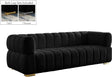 Gwen Velvet Sofa In Black - 670Black-S | Meridian