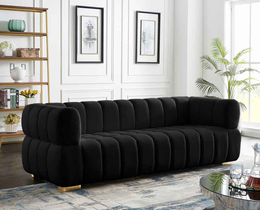 Meridian Furniture - Gwen Velvet Sofa In Black - 670Black-S