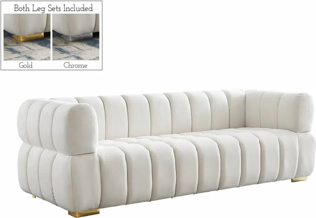 Meridian Furniture - Gwen Velvet Sofa In Cream - 670Cream-S