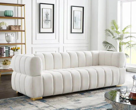 Meridian Furniture - Gwen Velvet Sofa In Cream - 670Cream-S