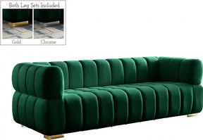 Gwen Velvet Sofa In Green - 670Green-S | Meridian