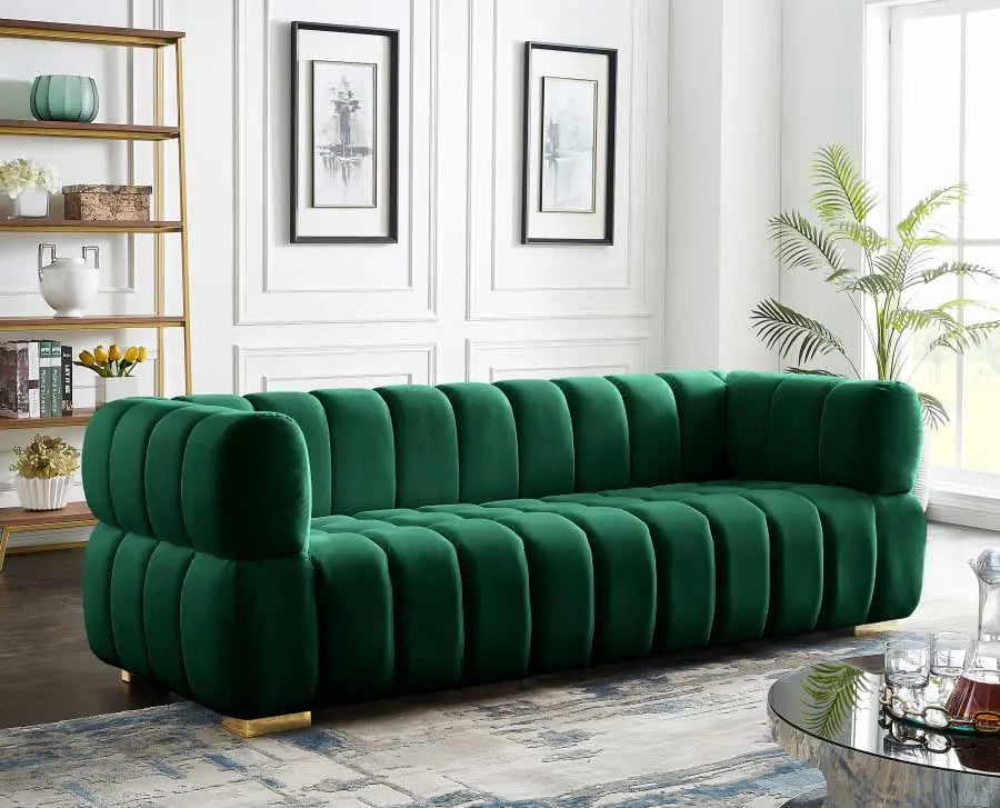 Meridian Furniture - Gwen Velvet Sofa In Green - 670Green-S