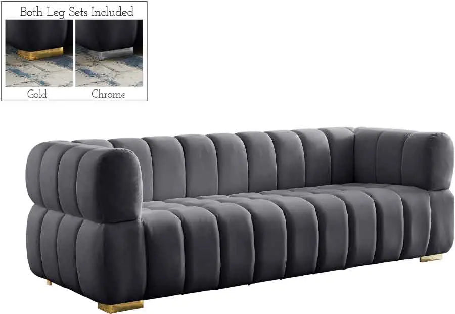 Meridian Furniture - Gwen Velvet Sofa In Grey - 670Grey-S