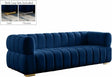 Gwen Velvet Sofa In Navy - 670Navy-S | Meridian