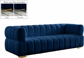 Gwen Velvet Sofa In Navy - 670Navy-S | Meridian