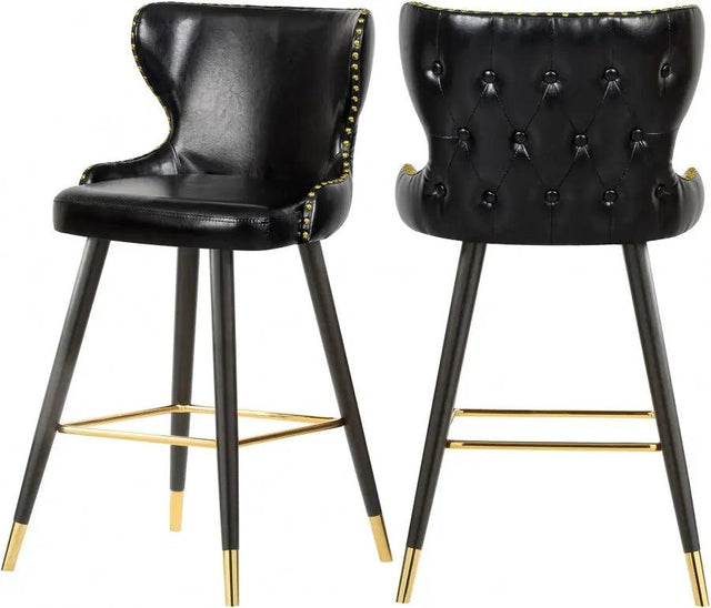 Meridian Furniture - Hendrix Faux Leather Counter Stool Set Of 2 In Black - 962Black-C