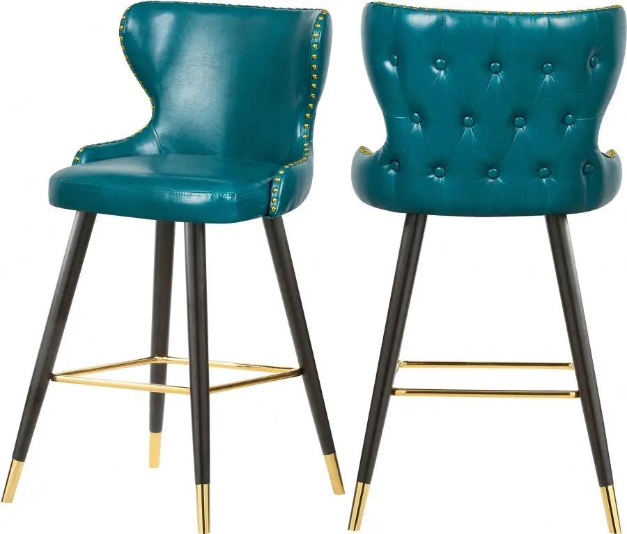 Meridian Furniture - Hendrix Faux Leather Counter Stool Set Of 2 In Blue - 962Blue-C