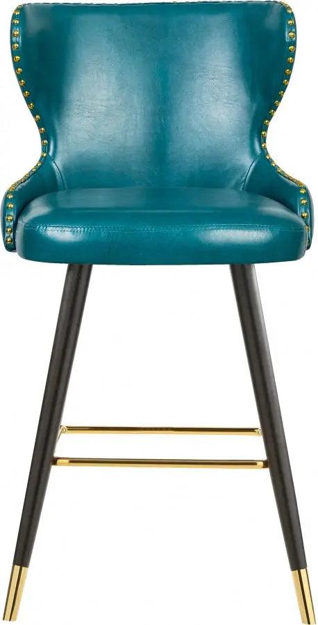 Meridian Furniture - Hendrix Faux Leather Counter Stool Set Of 2 In Blue - 962Blue-C