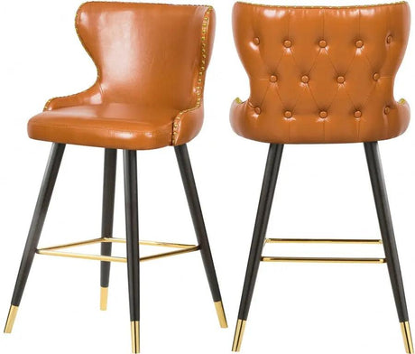 Meridian Furniture - Hendrix Faux Leather Counter Stool Set Of 2 In Cognac - 962Cognac-C