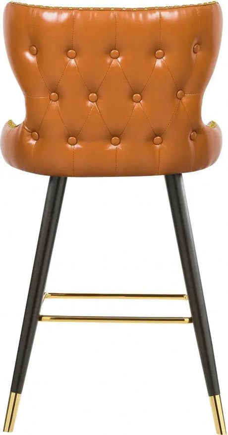 Meridian Furniture - Hendrix Faux Leather Counter Stool Set Of 2 In Cognac - 962Cognac-C