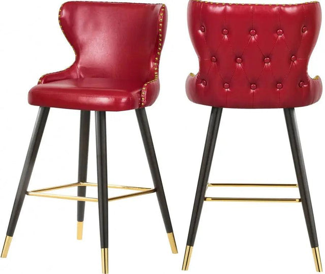 Meridian Furniture - Hendrix Faux Leather Counter Stool Set Of 2 In Red - 962Red-C