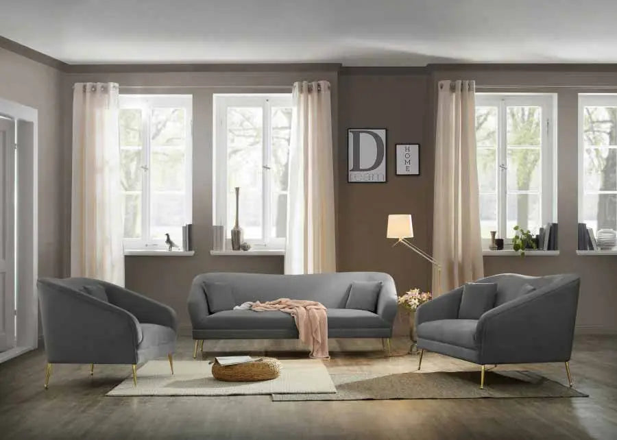 Meridian Furniture - Hermosa Velvet Chair In Grey - 658Grey-C