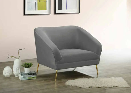 Meridian Furniture - Hermosa Velvet Chair In Grey - 658Grey-C