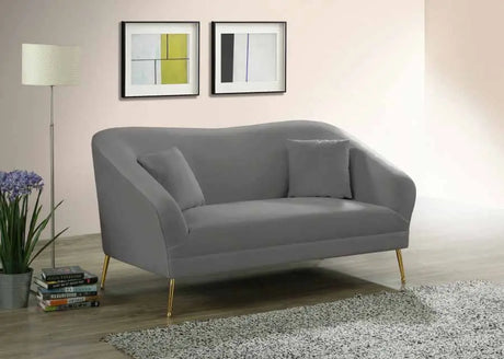 Meridian Furniture - Hermosa Velvet Loveseat In Grey - 658Grey-L