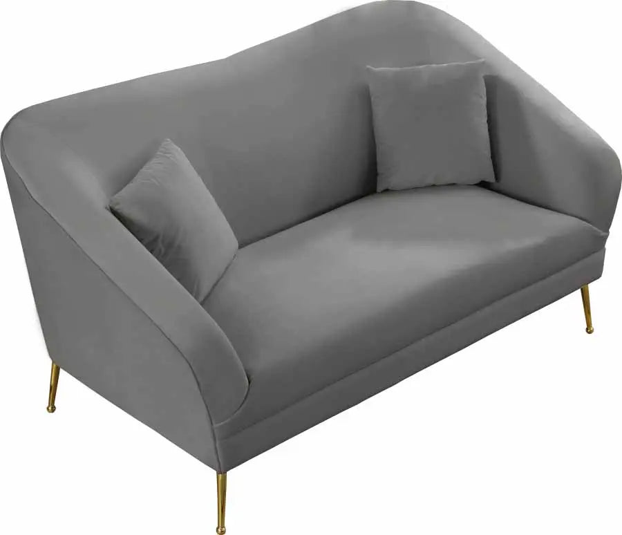 Meridian Furniture - Hermosa Velvet Loveseat In Grey - 658Grey-L