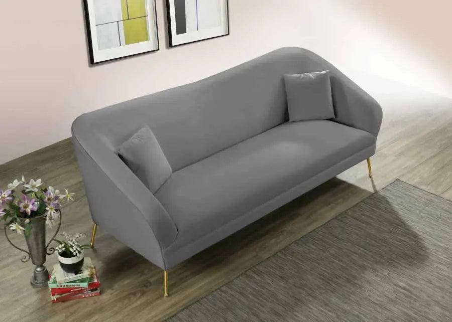 Meridian Furniture - Hermosa Velvet Sofa In Grey - 658Grey-S