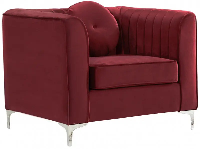 Meridian Furniture - Isabelle 3 Piece Living Room Set In Burgundy - 612Burg-S-3Set