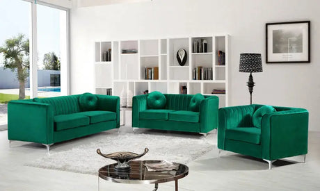 Meridian Furniture - Isabelle 3 Piece Living Room Set In Green - 612Green-S-3Set