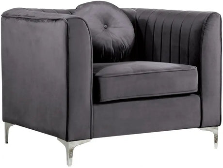 Meridian Furniture - Isabelle Velvet Chair In Grey - 612Grey-C