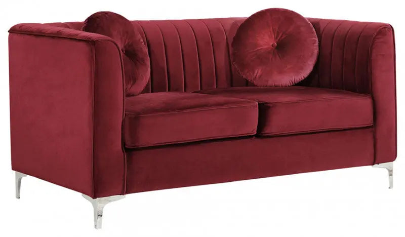 Meridian Furniture - Isabelle Velvet Loveseat In Burgundy - 612Burg-L