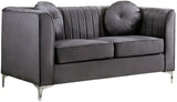 Meridian Furniture - Isabelle Velvet Loveseat In Grey - 612Grey-L