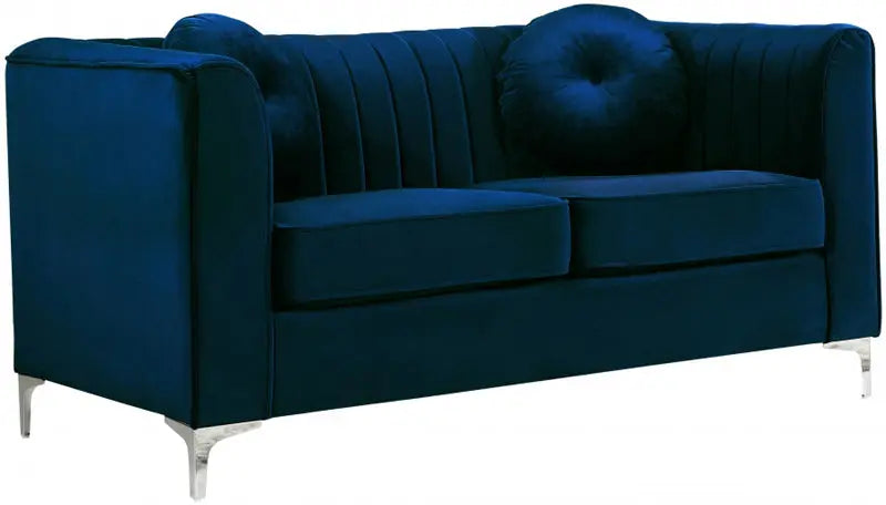 Meridian Furniture - Isabelle Velvet Loveseat In Navy - 612Navy-L