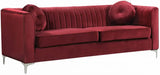 Meridian Furniture - Isabelle Velvet Sofa In Burgundy - 612Burg-S