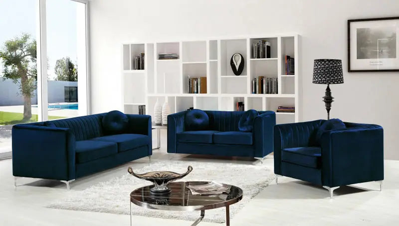 Meridian Furniture - Isabelle Velvet Sofa In Navy - 612Navy-S