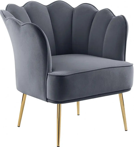 Meridian Furniture - Jester Velvet Accent Chair In Grey - 516Grey