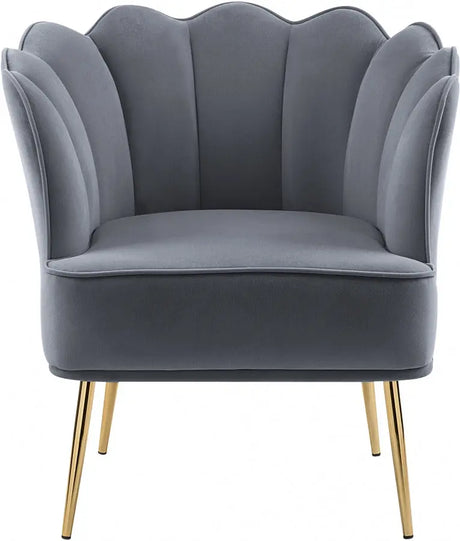 Meridian Furniture - Jester Velvet Accent Chair In Grey - 516Grey