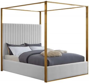 Jones Faux Leather Queen Bed In White - Joneswhite-Q | Meridian