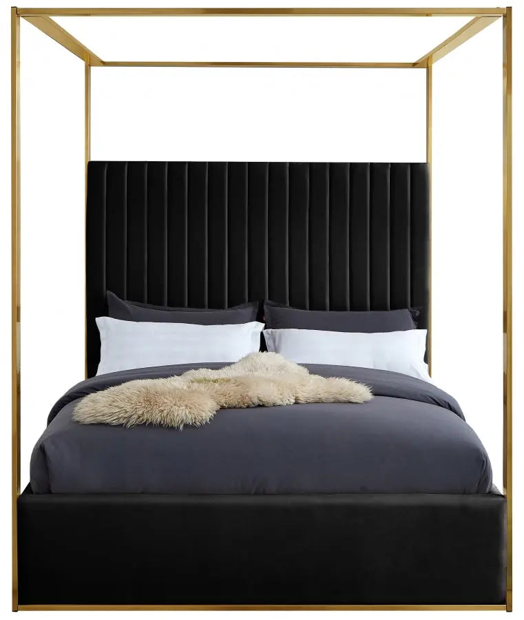 Meridian Furniture - Jones Velvet King Bed In Black - Jonesblack-K