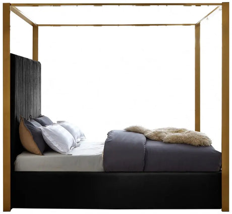 Meridian Furniture - Jones Velvet King Bed In Black - Jonesblack-K