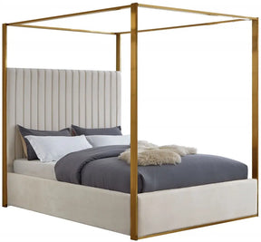 Jones Velvet King Bed In Cream - Jonescream-K | Meridian