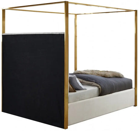 Meridian Furniture - Jones Velvet King Bed In Cream - Jonescream-K