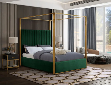 Meridian Furniture - Jones Velvet King Bed In Green - Jonesgreen-K