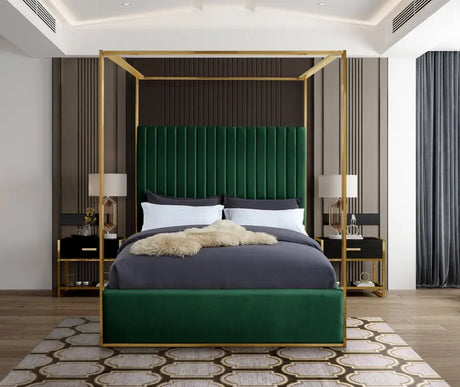 Meridian Furniture - Jones Velvet King Bed In Green - Jonesgreen-K