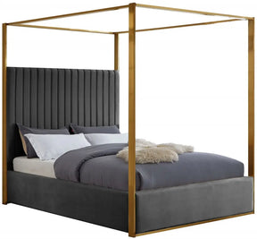 Jones Velvet King Bed In Grey - Jonesgrey-K | Meridian