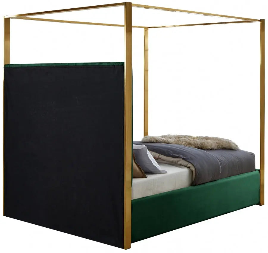 Meridian Furniture - Jones Velvet Queen Bed In Green - Jonesgreen-Q