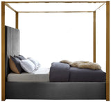 Meridian Furniture - Jones Velvet Queen Bed In Grey - Jonesgrey-Q