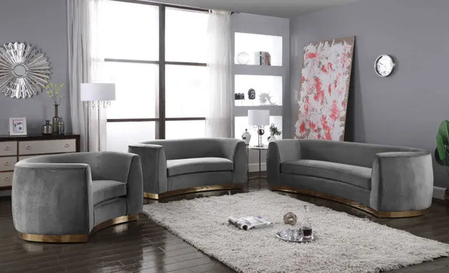 Meridian Furniture - Julian 3 Piece Living Room Set In Grey - 620Grey-S-3Set