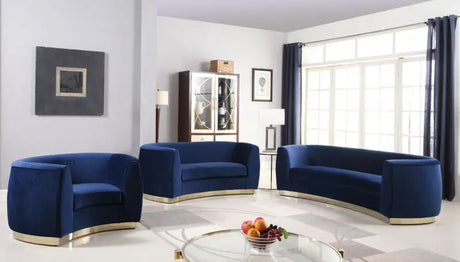 Meridian Furniture - Julian 3 Piece Living Room Set In Navy - 620Navy-S-3Set