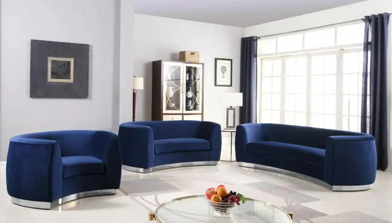 Meridian Furniture - Julian 3 Piece Living Room Set In Navy - 621Navy-S-3Set