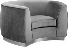 Julian Velvet Chair In Grey - 621Grey-C | Meridian