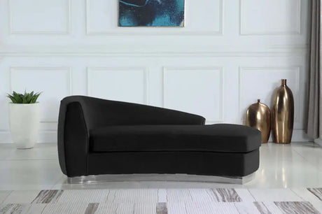 Meridian Furniture - Julian Velvet Chaise Lounge In Black - 621Black-Chaise