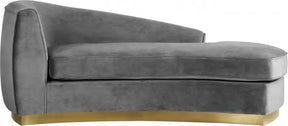 Julian Velvet Chaise Lounge In Grey - 620Grey-Chaise | Meridian